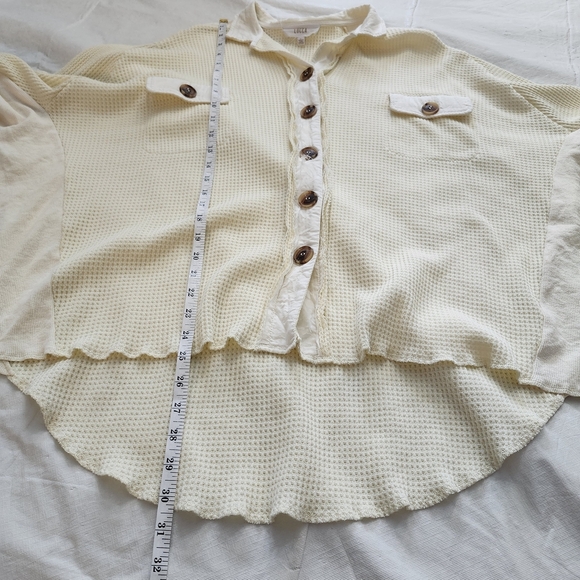 Lucca Size Large Cream Button-Up Women's Cardigan - Picture 4 of 7